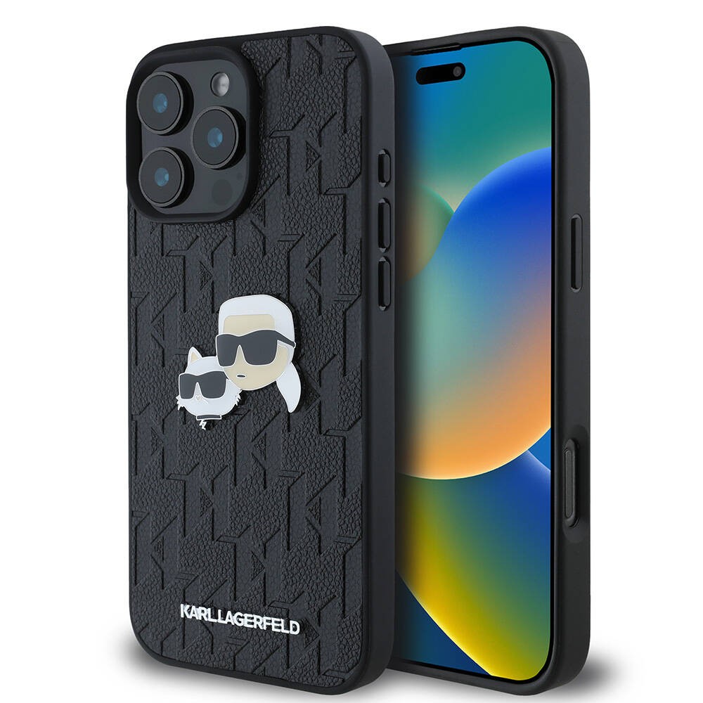 iPhone 16 Pro Max Kılıf Karl Lagerfeld Orjinal Lisanslı K&C Heads Monogram Pin Kılıf