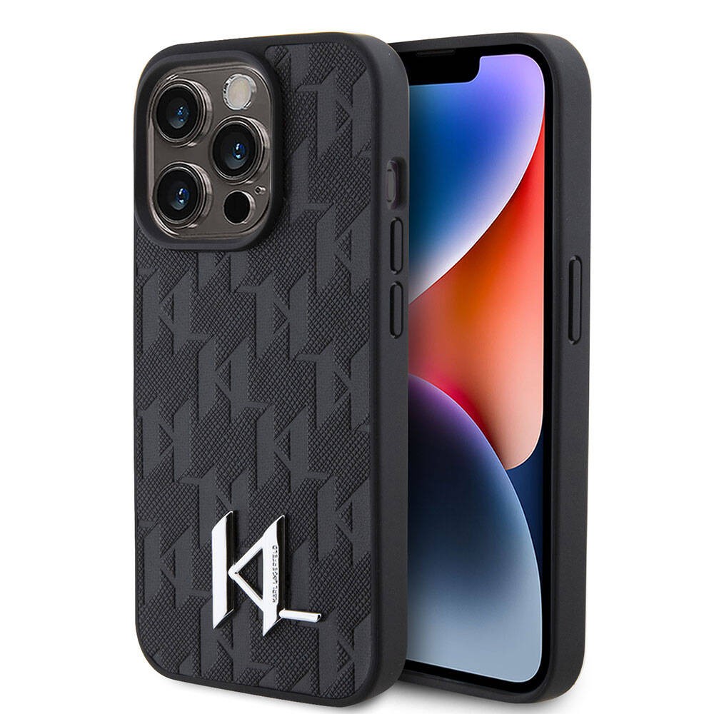 iPhone 15 Pro Max Kılıf Karl Lagerfeld Hot Stamp K&L Metal Logo Orjinal Lisanslı Kılıf