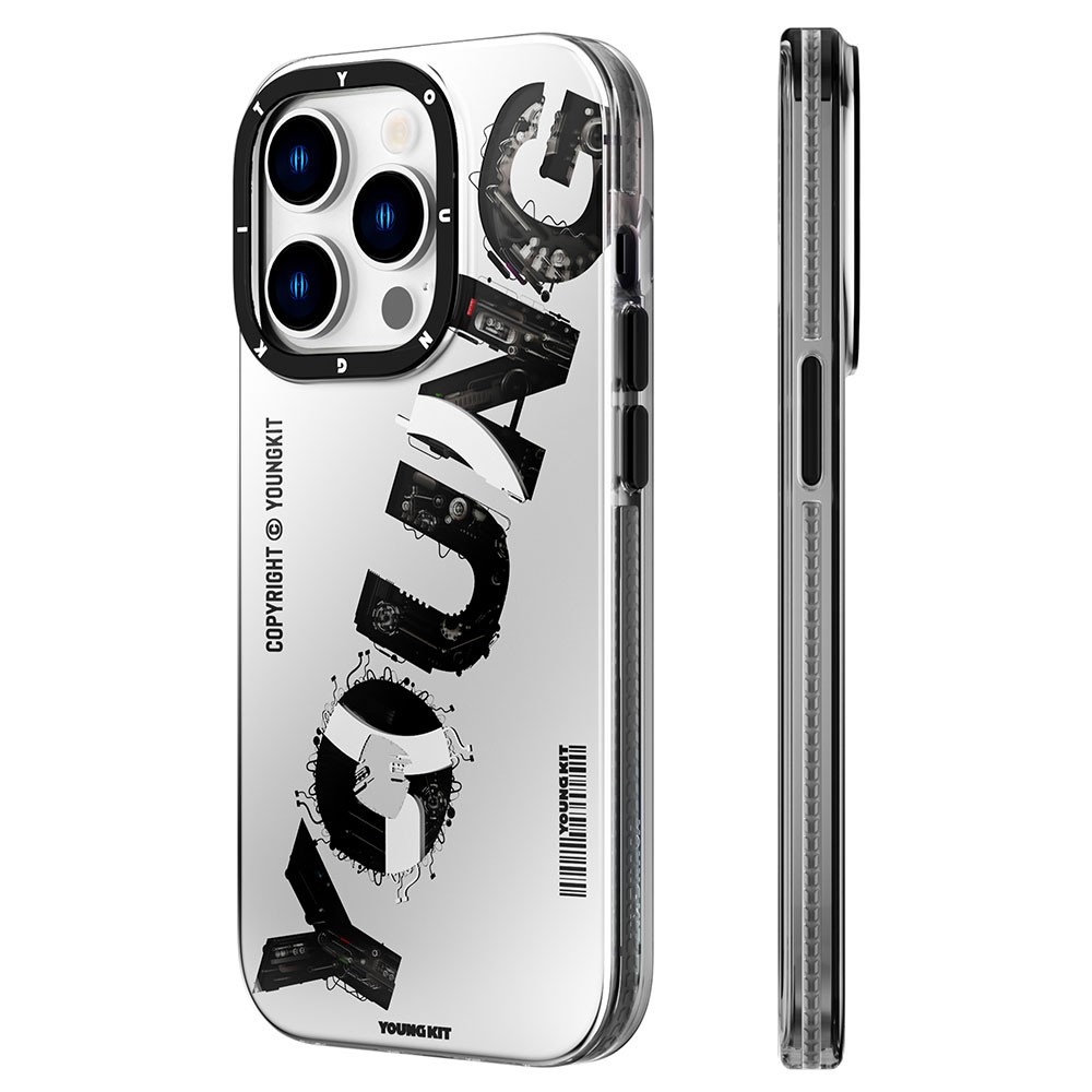 iPhone 14 Pro Max Kılıf Magsafe Şarj Özellikli Yazı Temalı YoungKit Mechanic Serisi Kılıf