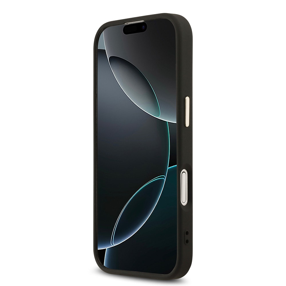 Apple iPhone 17 Kılıf Guess Orjinal Lisanslı M-safe Şarj Özellikli Gold Metal Kamera Çerçeveli Taşlı Üçgen Logo 4G Desenli Kapak