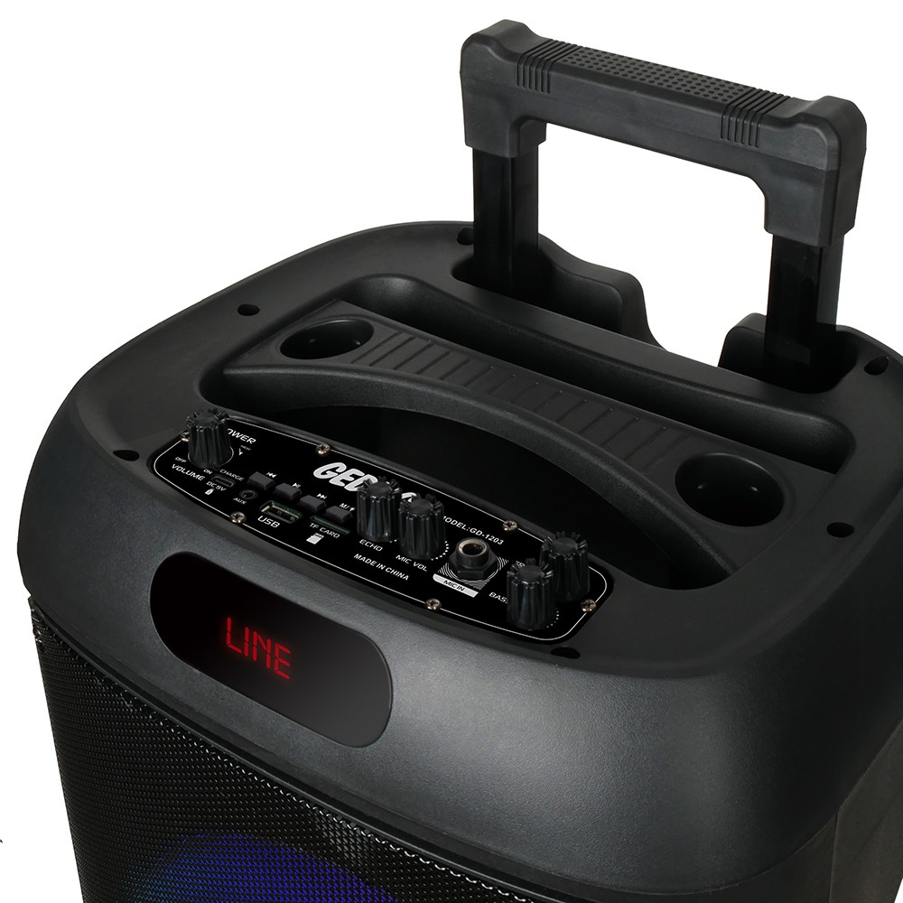 GD-1203 Dijital LED Göstergeli FM Radyolu Mikrofonlu RGB TWS 12 inç Stereo Bass Kablosuz Karaoke Hoparlör