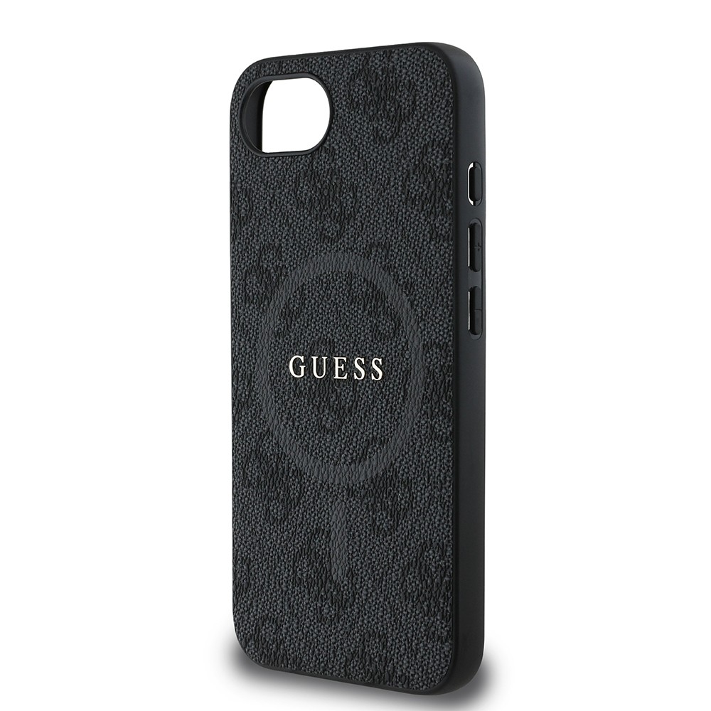 Apple iPhone 16E Kılıf Guess Orjinal Lisanslı M-safe Şarj Özellikli PU Halkalı 4G Desenli Yazı Logolu Kapak