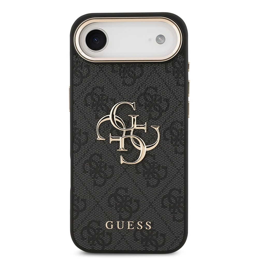 Apple iPhone 17 Air Kılıf Guess Orjinal Lisanslı Gold Metal Kamera Çerçeveli 4G Desenli Metal Büyük 4G ve Yazı Logolu Kapak