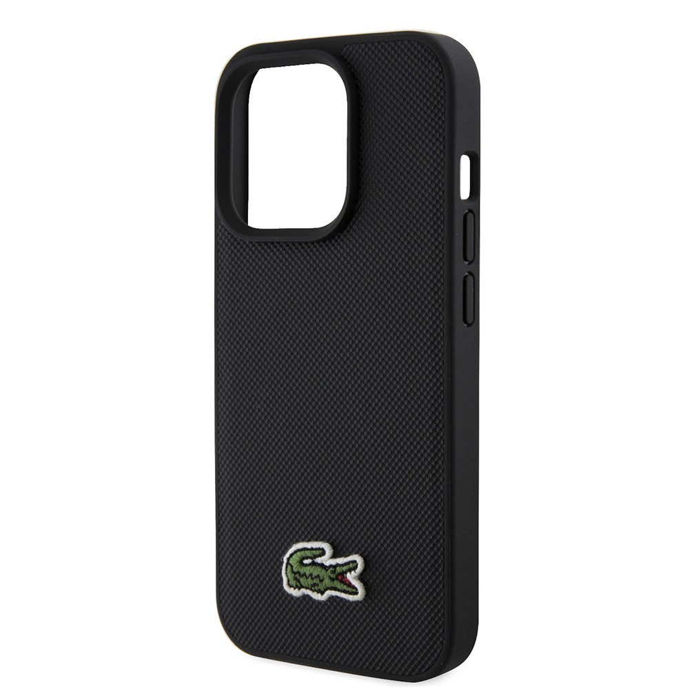 Apple iPhone 15 Pro Max Kılıf Lacoste Orjinal Lisanslı PU Pike Desenli Arka Yüzey İkonik Timsah Dokuma Logolu Kapak + Type-C Kablo 1.5m