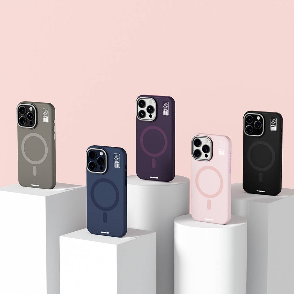 iPhone 14 Pro Kılıf Magsafe Şarj Özellikli Kamera Standlı Silikon Youngkit Bitty Cream Kılıf