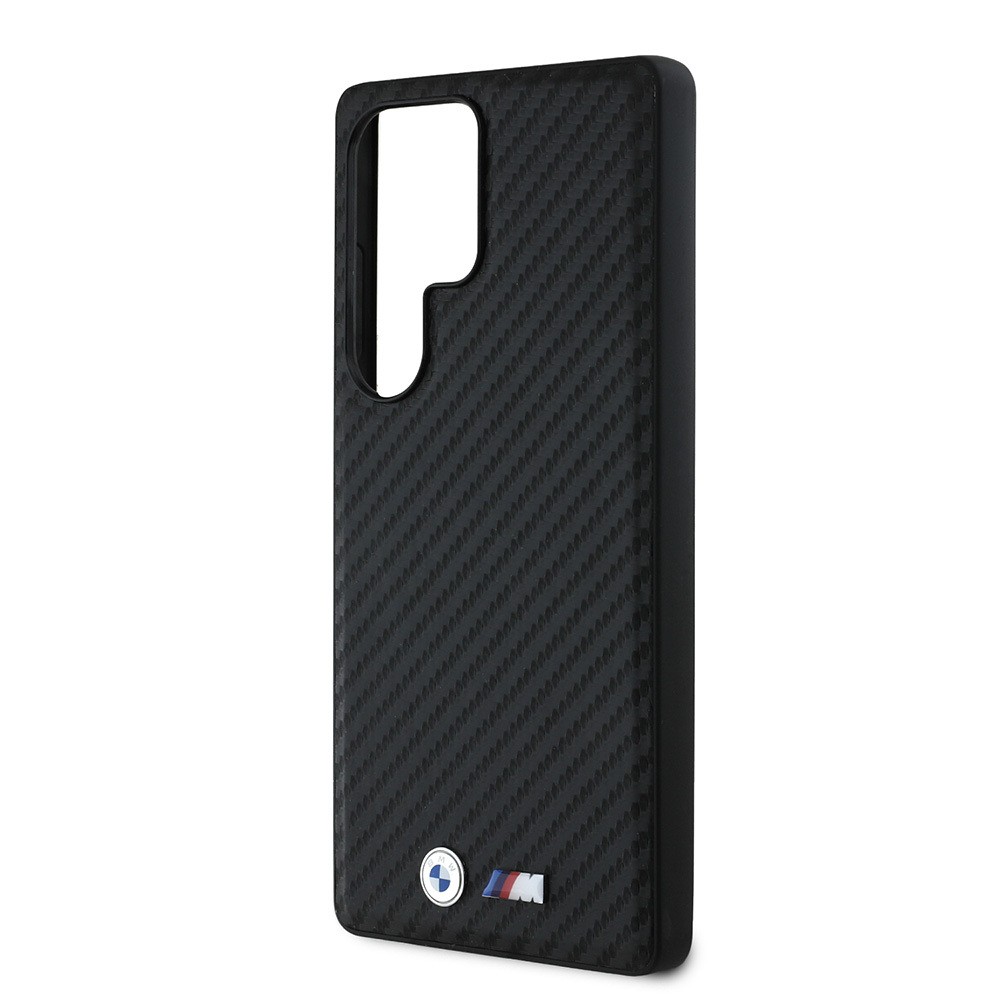 Galaxy S25 Ultra Kılıf BMW Orjinal Lisanslı M-safe Şarj Özellikli Karbon Fiber Görünümlü ve Metal Logolu PU Deri Kapak