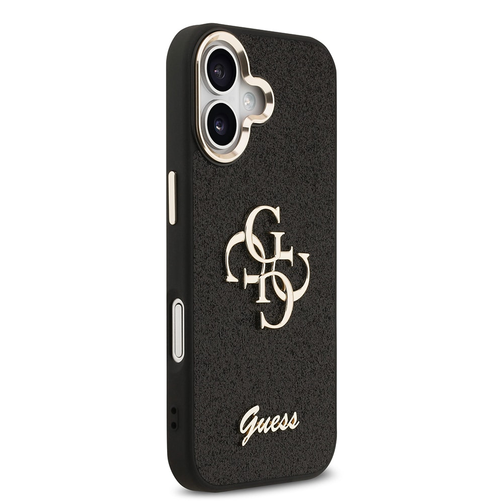 Apple iPhone 17 Kılıf Guess Orjinal Lisanslı 4G Büyük Metal Kamera Çerçeveli ve Logolu Glitter Kapak