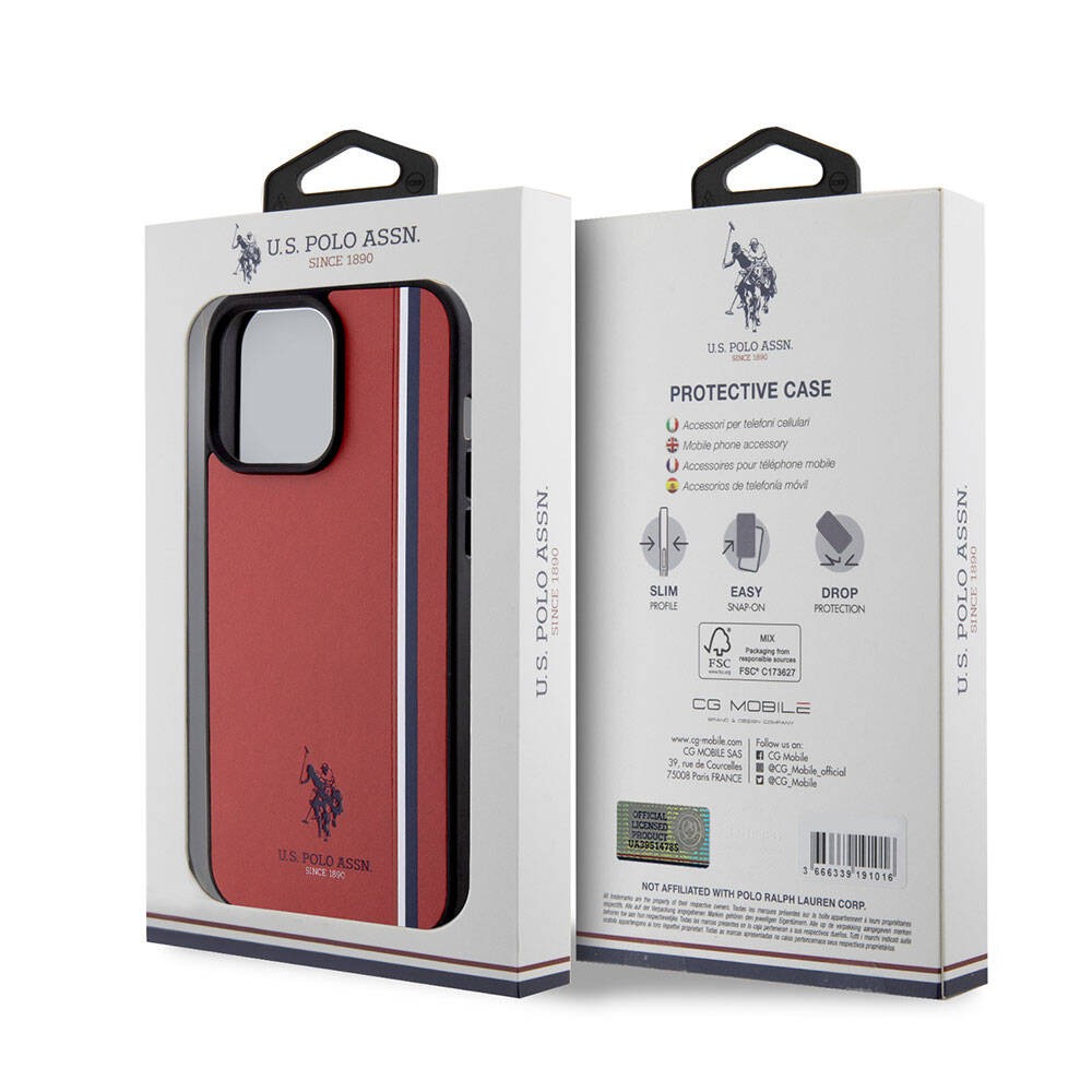 iPhone 15 Pro Max Kılıf U.S. Polo Assn. Orjinal Lisanslı Üç Renk Şerit Tasarımlı Baskı Logolu Kılıf