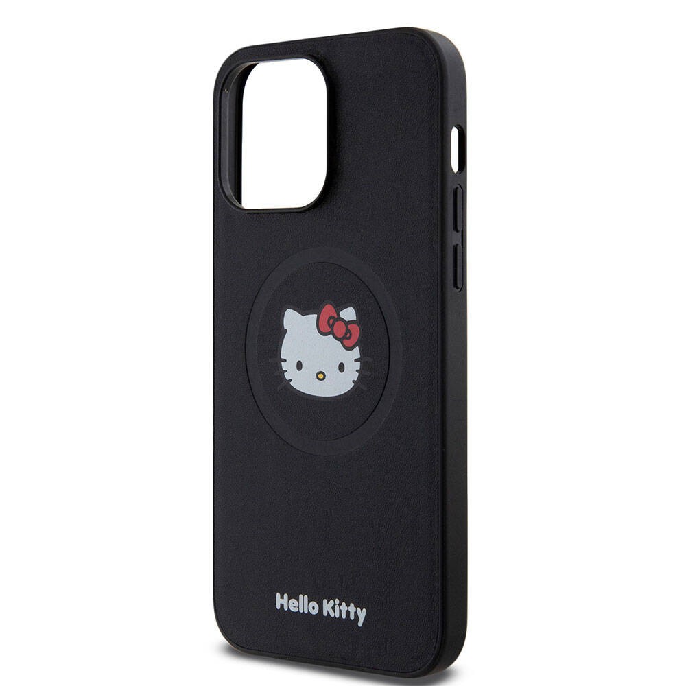 iPhone 15 Pro Max Kılıf Hello Kitty Orjinal Lisanslı Magsafe Şarj Özellikli Kitty Head Deri Kılıf