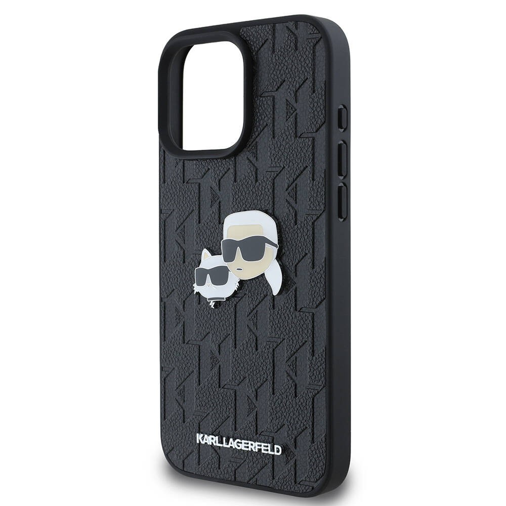 iPhone 16 Pro Max Kılıf Karl Lagerfeld Orjinal Lisanslı K&C Heads Monogram Pin Kılıf