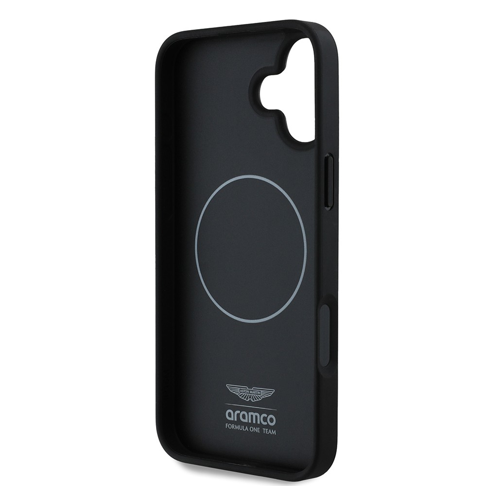 Apple iPhone 16 Plus Kılıf Aston Martin Orjinal Lisanslı M-safe Şarj Özellikli PU Deri Alonso 14 Baskılı Kapak