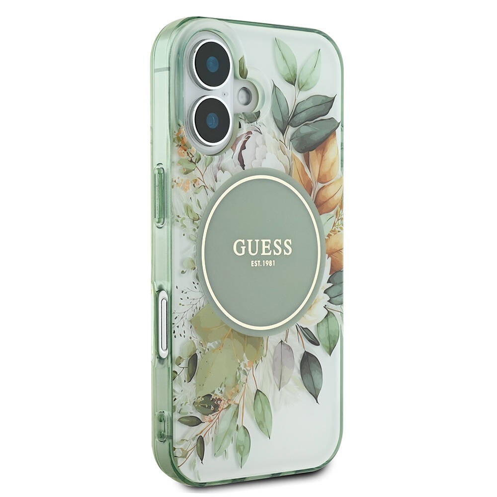 iPhone 16 Kılıf Guess Orjinal Lisanslı Magsafe Şarj Özellikli IML Baskılı Yazı Logolu Flower Tonal Circle Kılıf