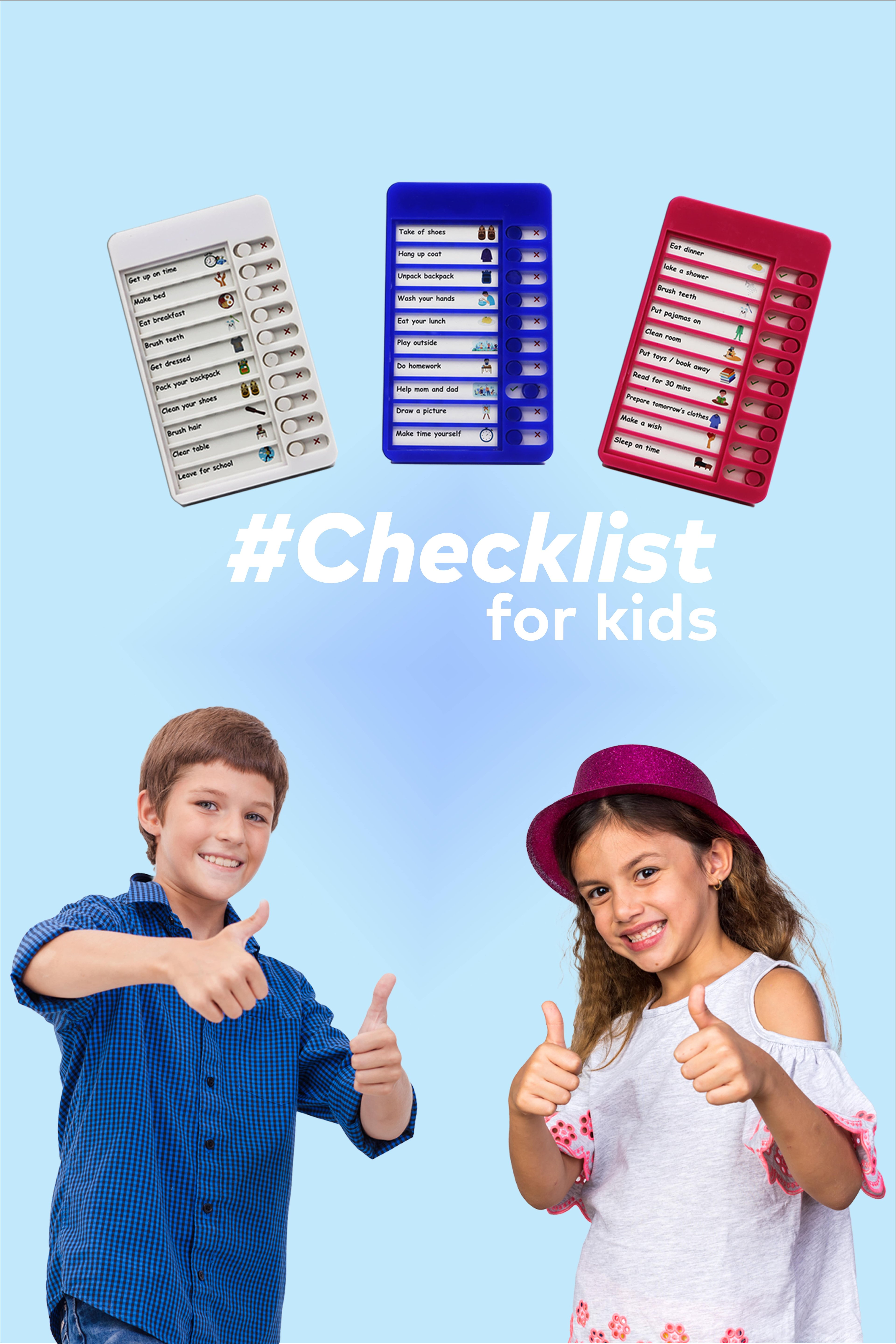 Set of To-Do List for Kids, Daily Routine Checklist, Morning-Lunch-Night, Gift for Children, Schedule Board