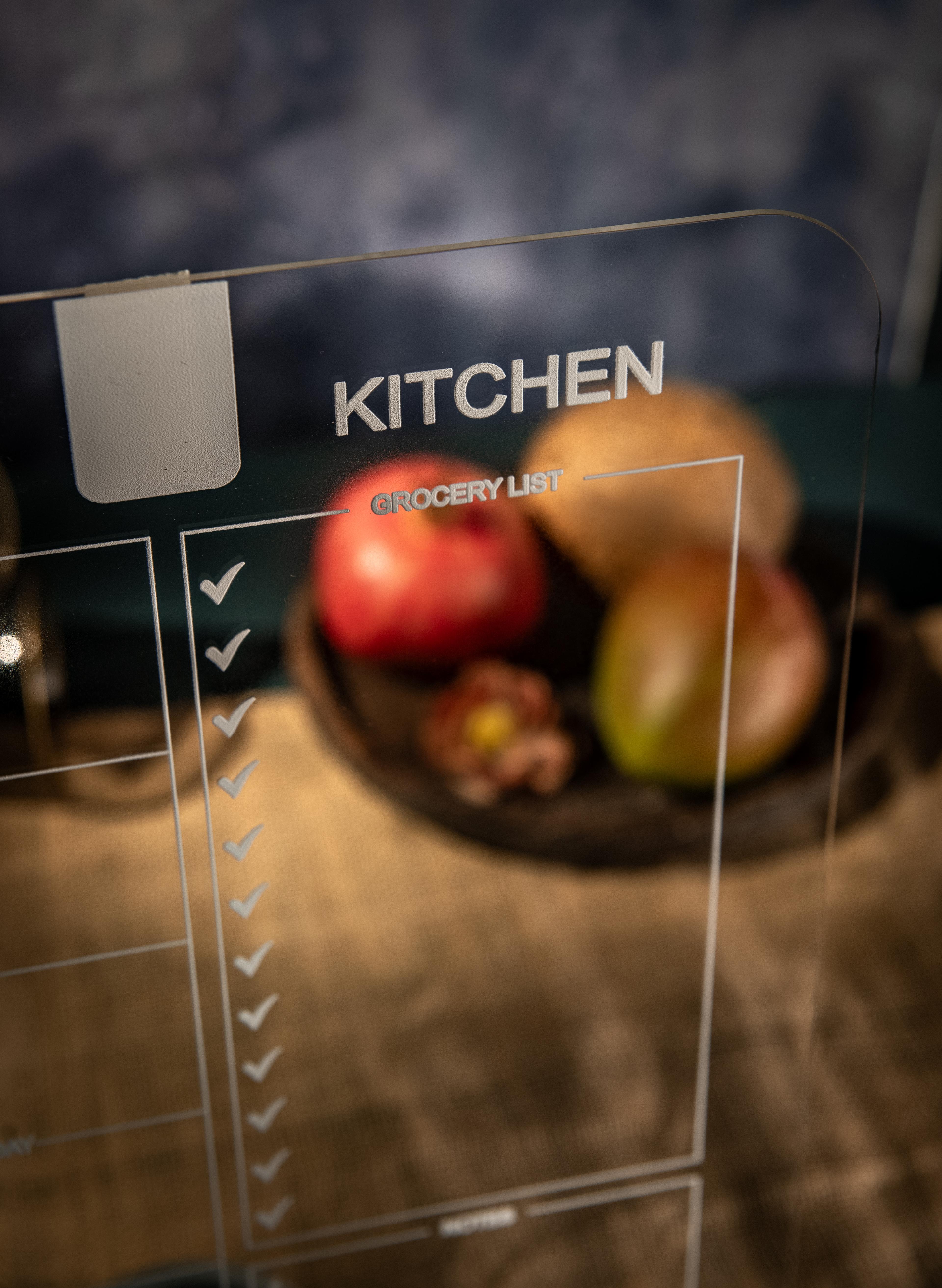 Mutfak Planlayıcı, Silinebilir Pleksi Mutfak Panosu, Yapılacaklar Listesi, Hediye Ürünü - Beyaz Yazılı