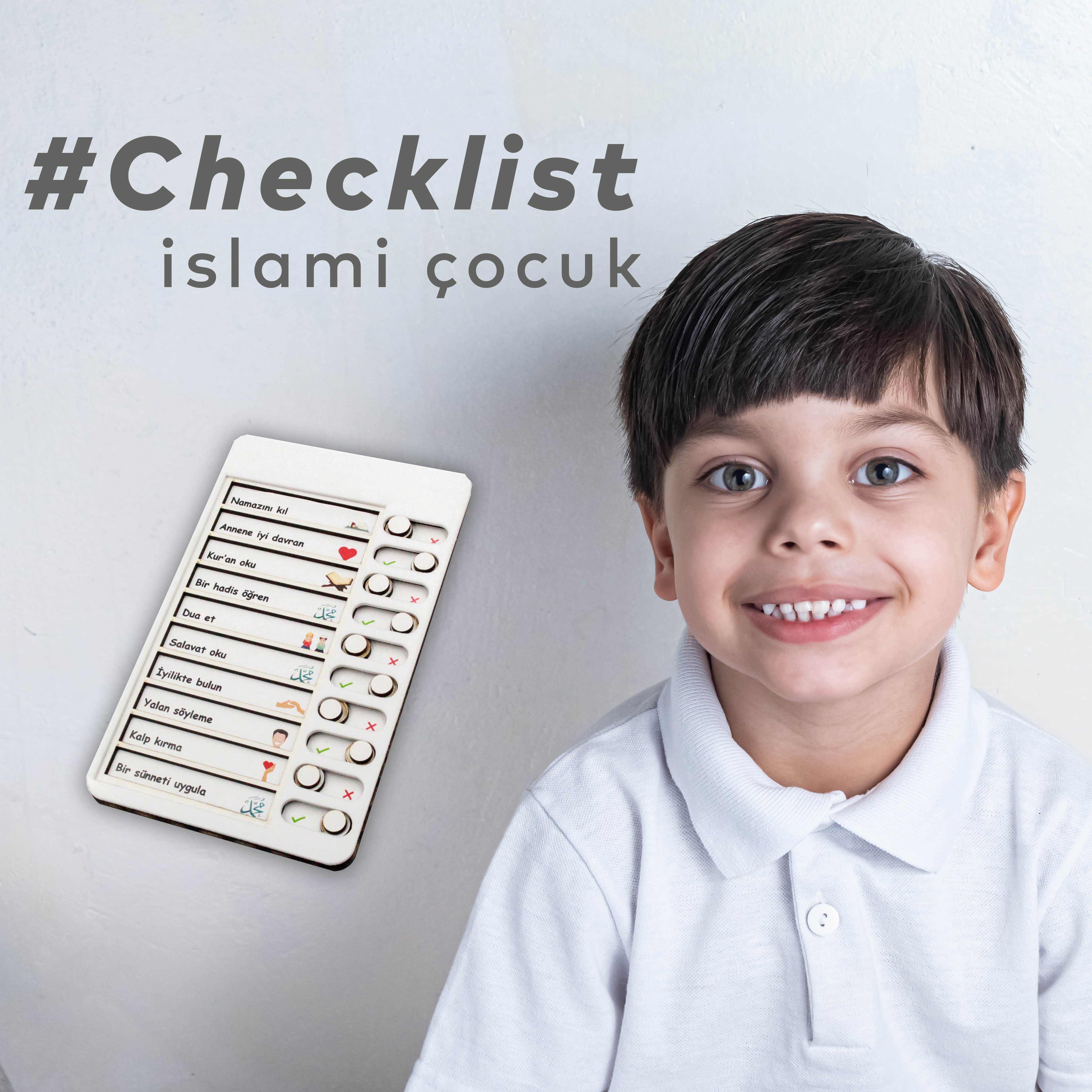 Çocuk Islami Değerler Checklist Kontrol Listesi Eğitici Oyuncak Ahşap Yapılacaklar Listesi