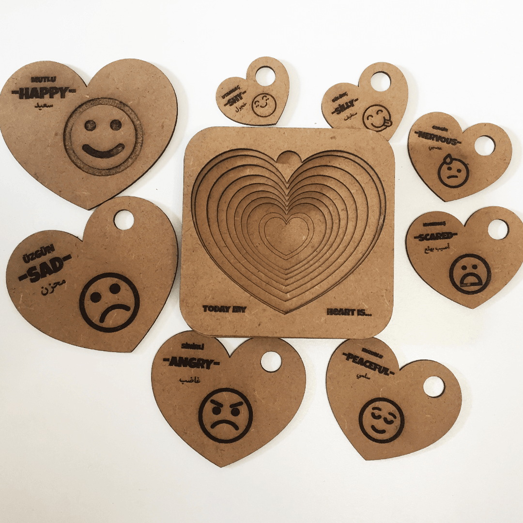 Wooden Emojis Set, Wooden Painting, Montessori Toys, Emotions, For Toddlers