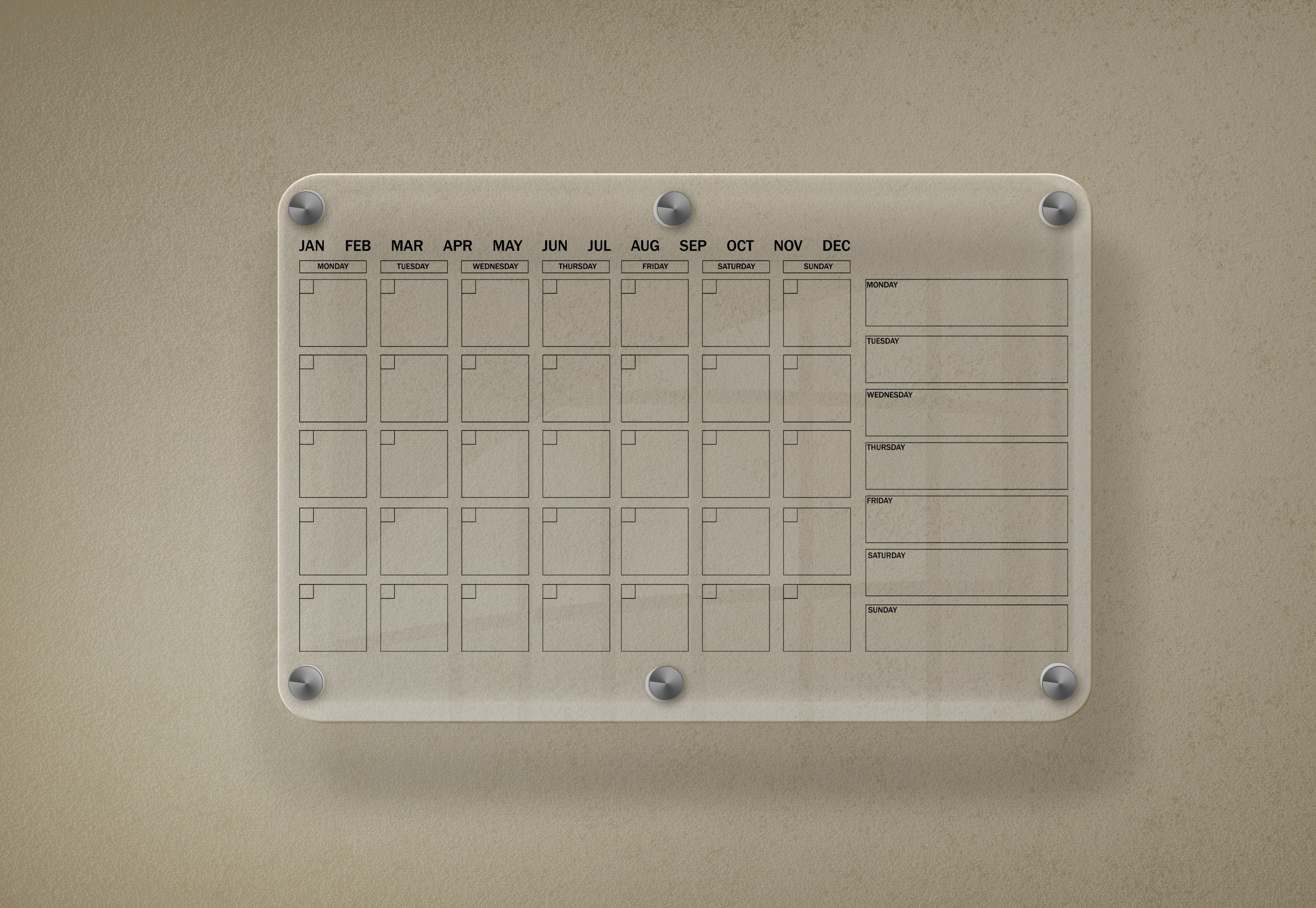 Office Planner Board, Office Transparent Wall Calendar, Custom Calendar