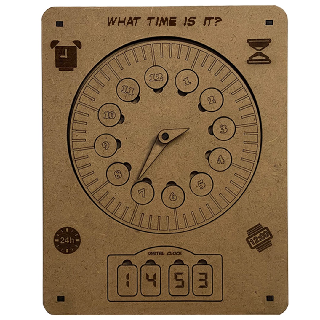 Learning Clock for Kids, Wooden Toys, Painting, Educational