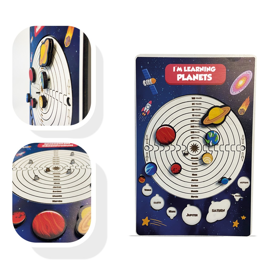 Learn Planets, Wooden Educational Toy, Fun Space Toy, Science, Wooden Educational Toy