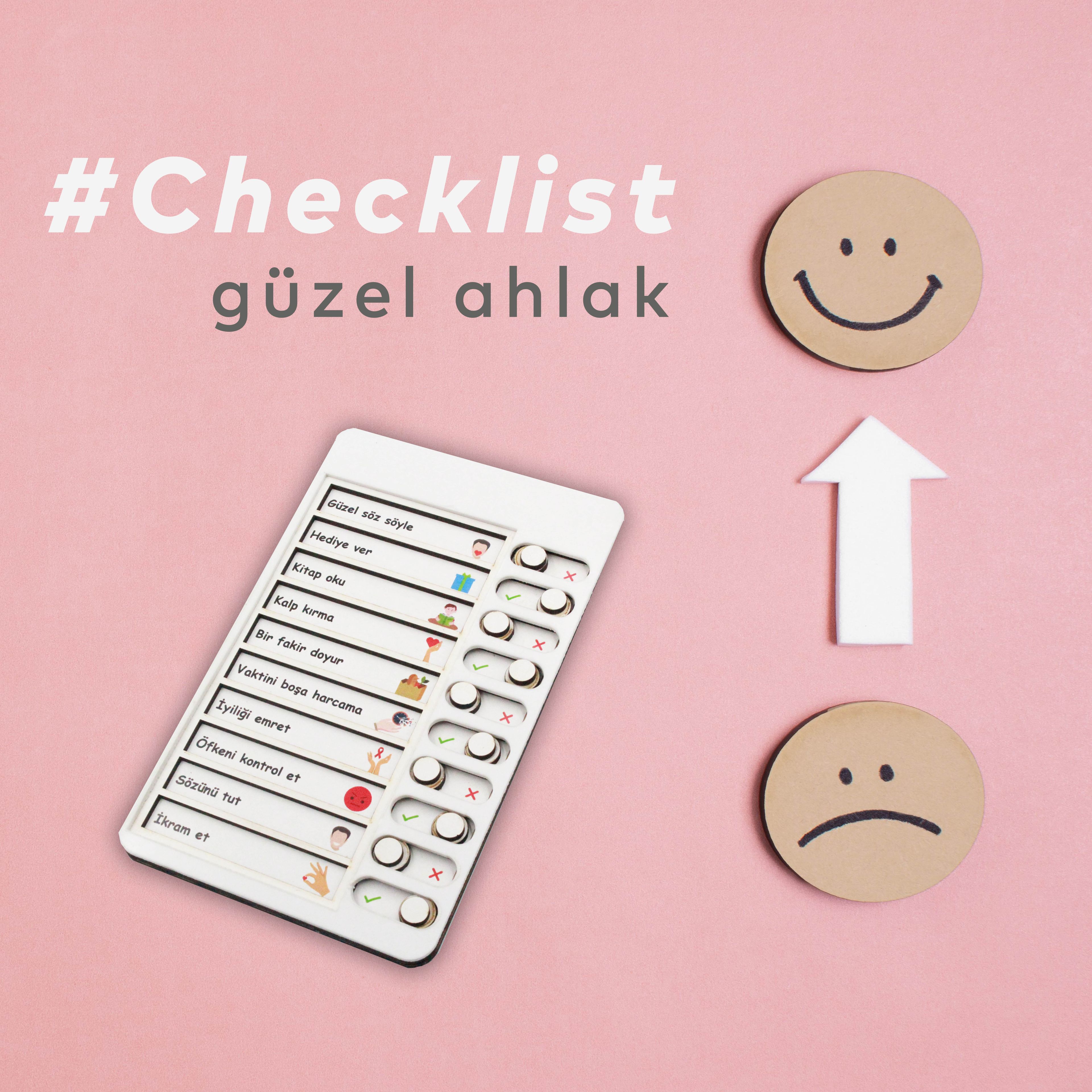 Güzel Ahlak Checklist Kontrol Listesi Eğitici Oyuncak Ahşap Yapılacaklar Listesi