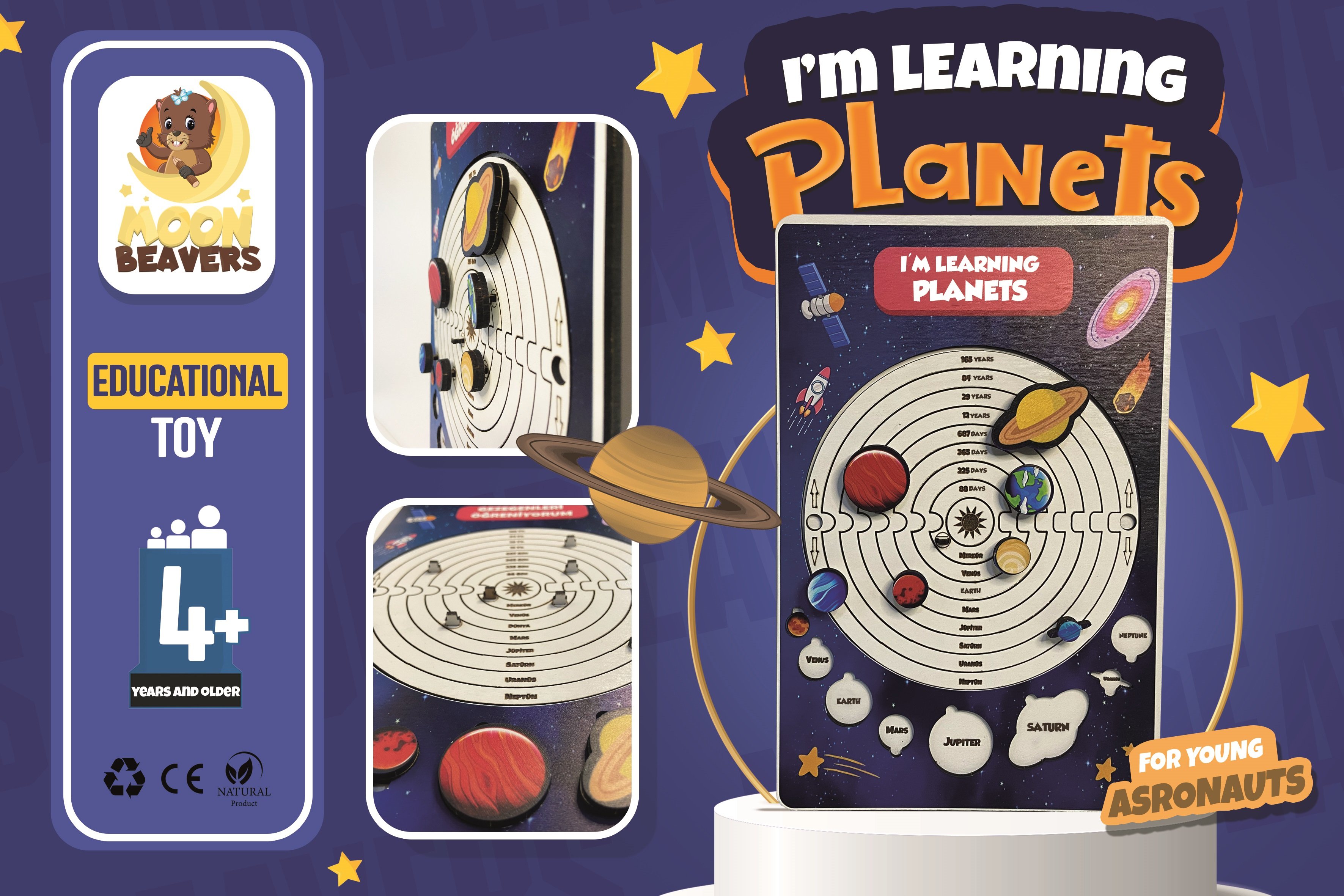 Learn Planets, Wooden Educational Toy, Fun Space Toy, Science, Wooden Educational Toy