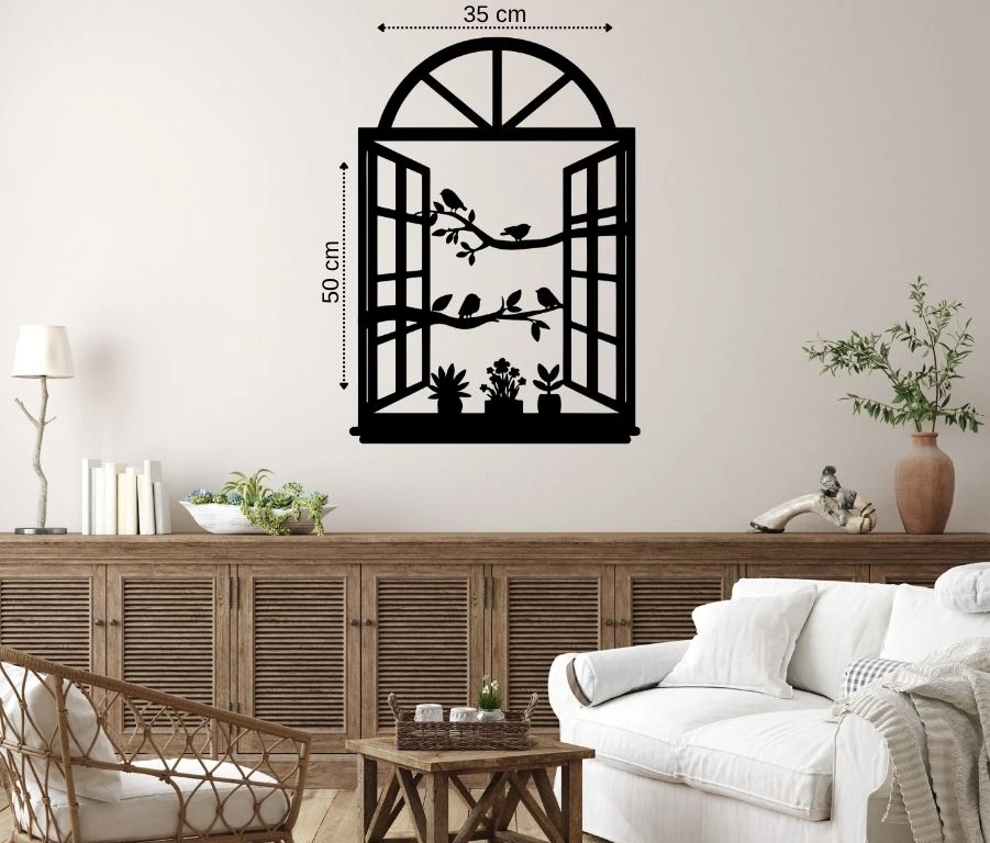 Pencere & kuş duvar dekoru