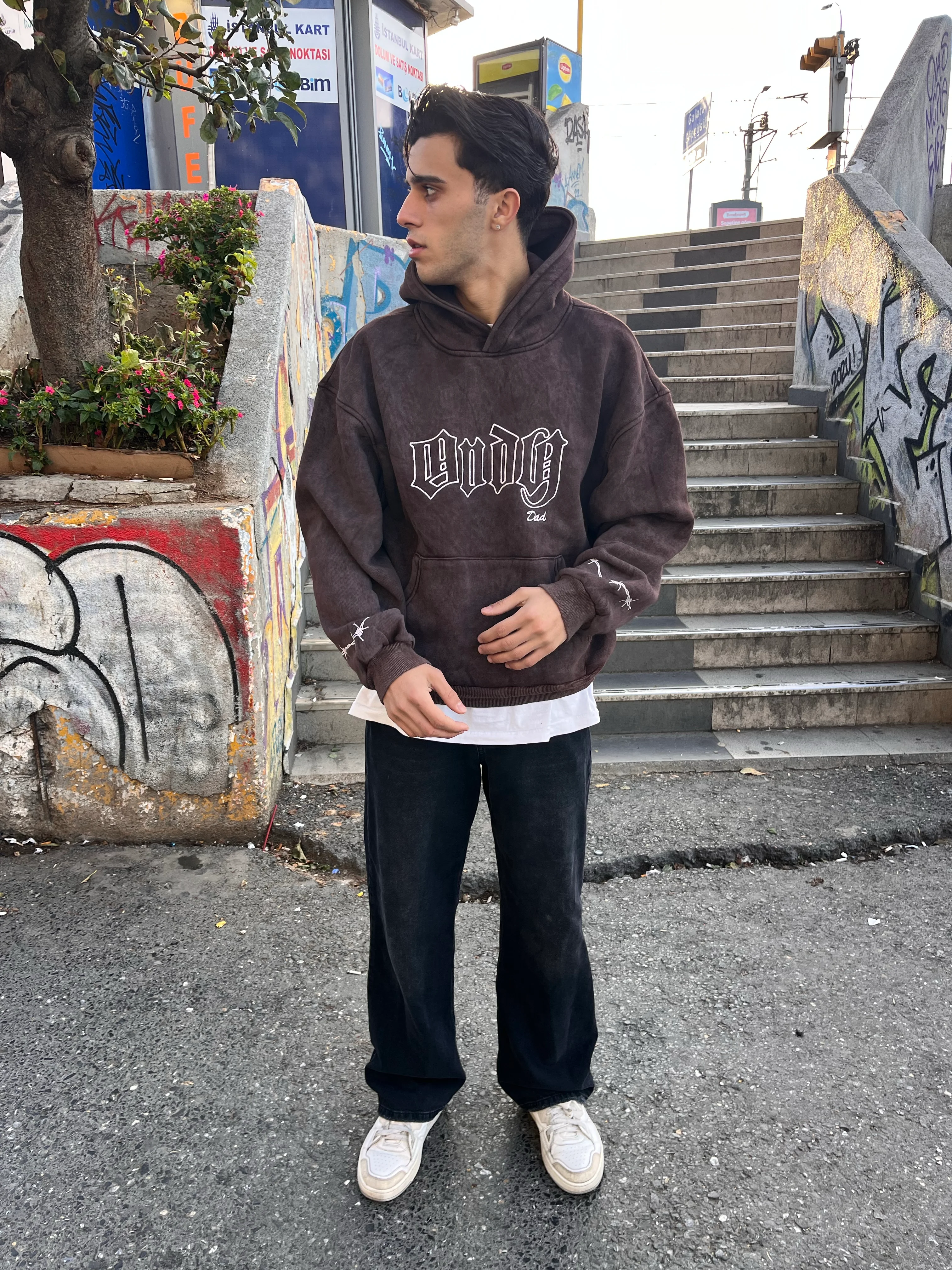 ENDY WASHED HOODİE - KAHVERENGİ