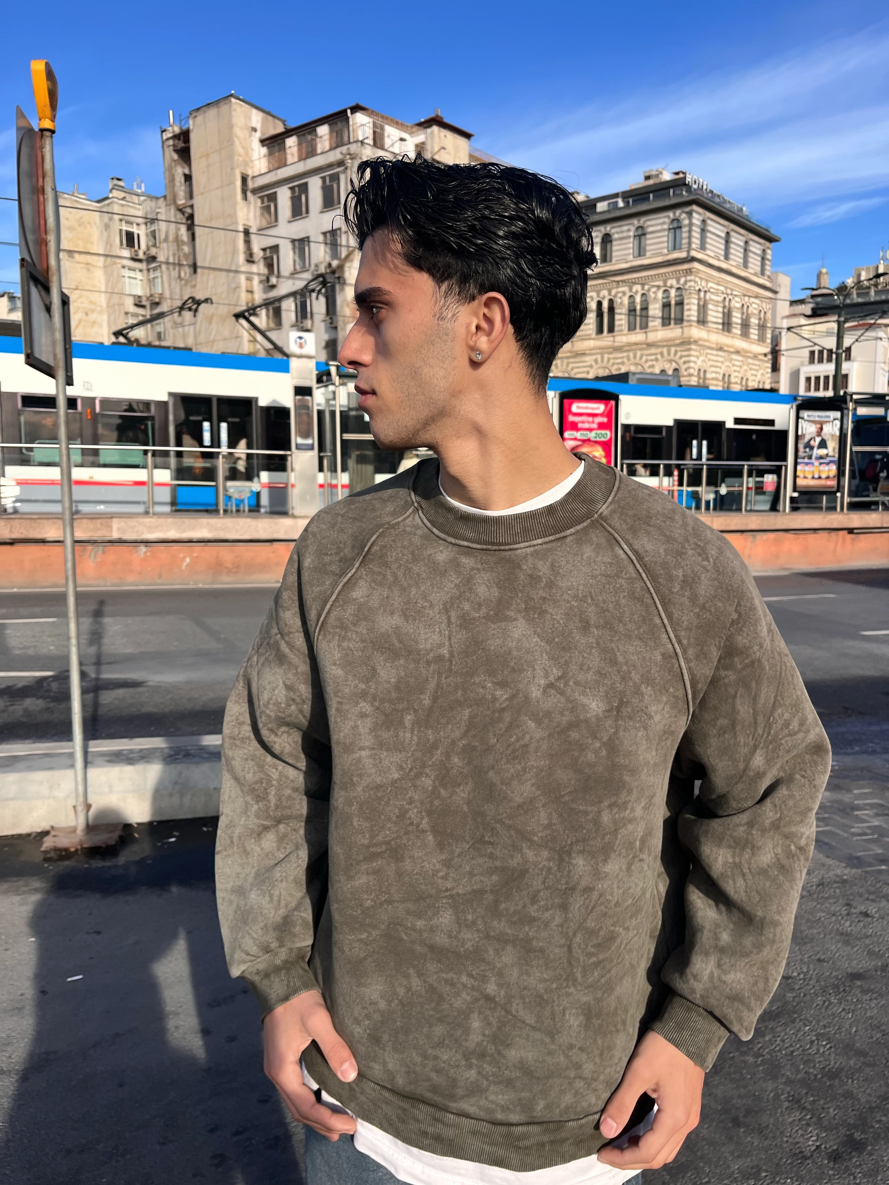 WASHED SWEATSHİRT - HAKİ