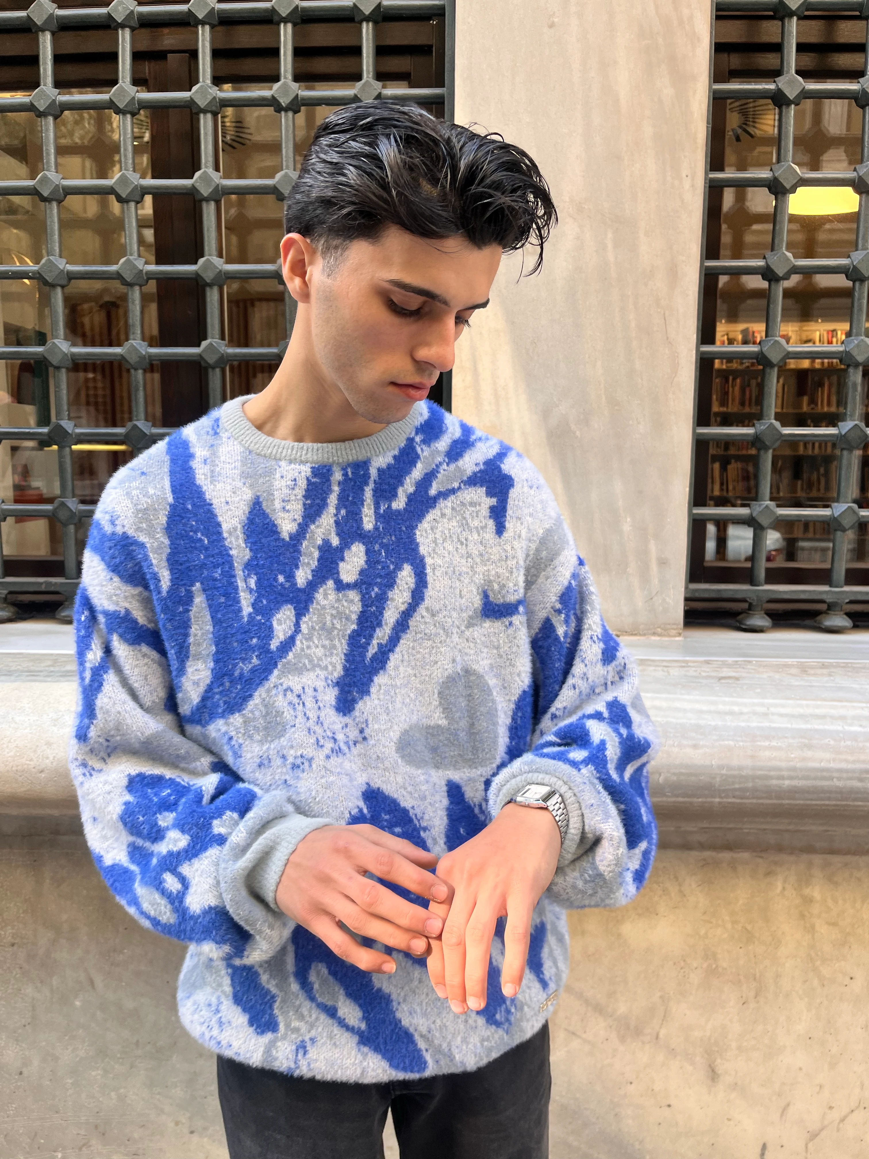 HEART DESİNG  TRİKO KAZAK - MAVİ