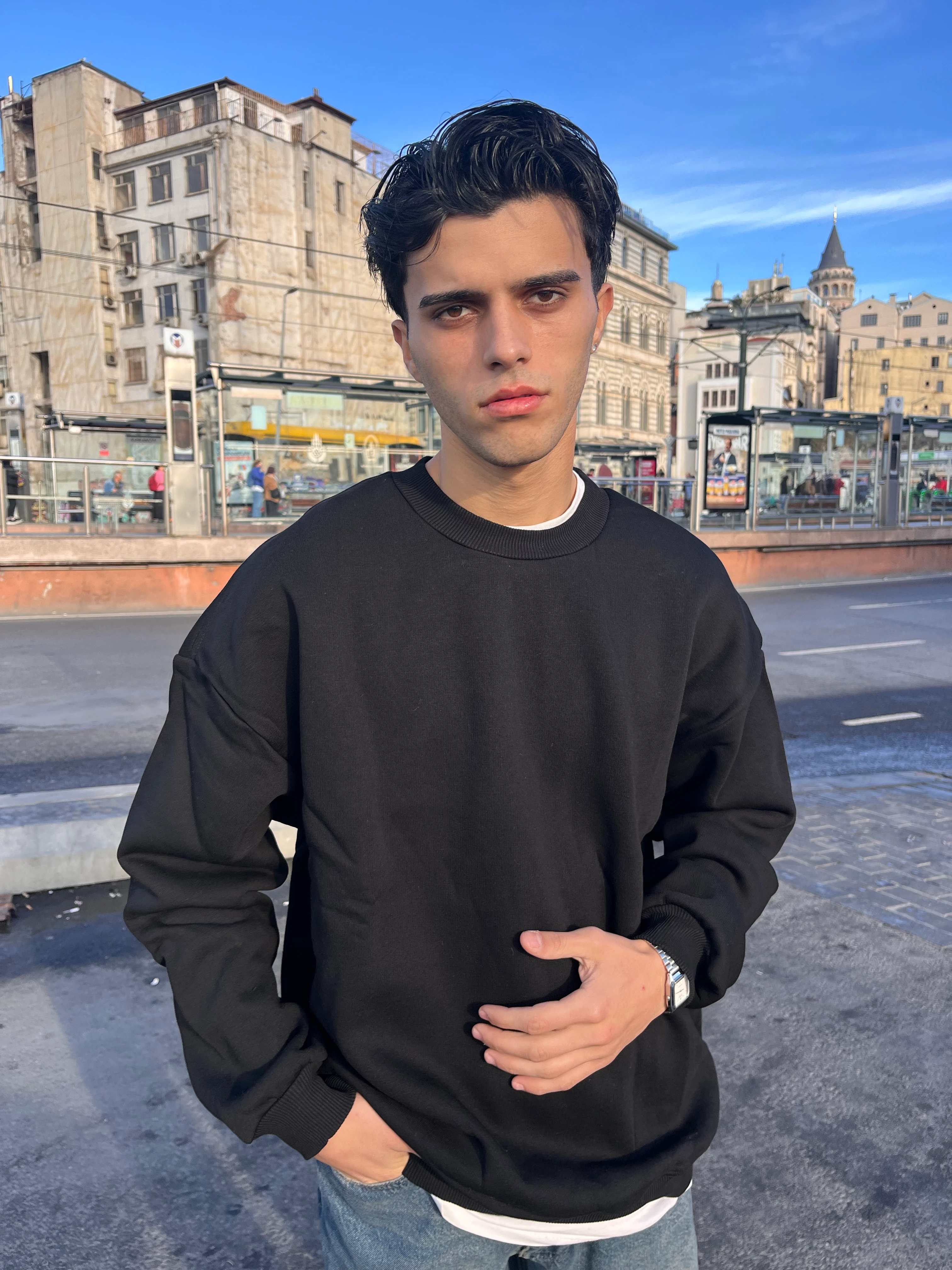 PREMİUM BASİC SWEATSHİRT - SİYAH