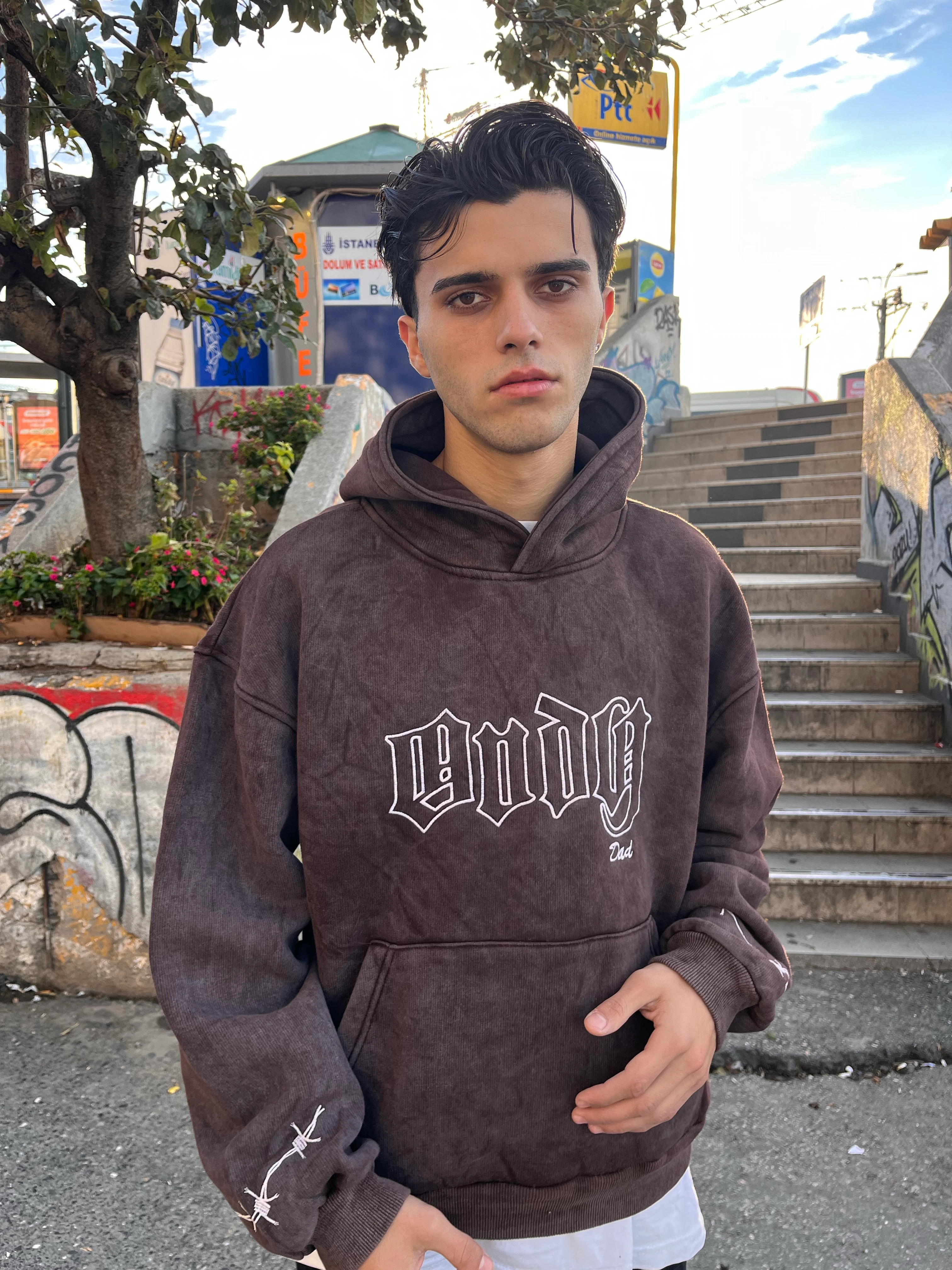 ENDY WASHED HOODİE - KAHVERENGİ