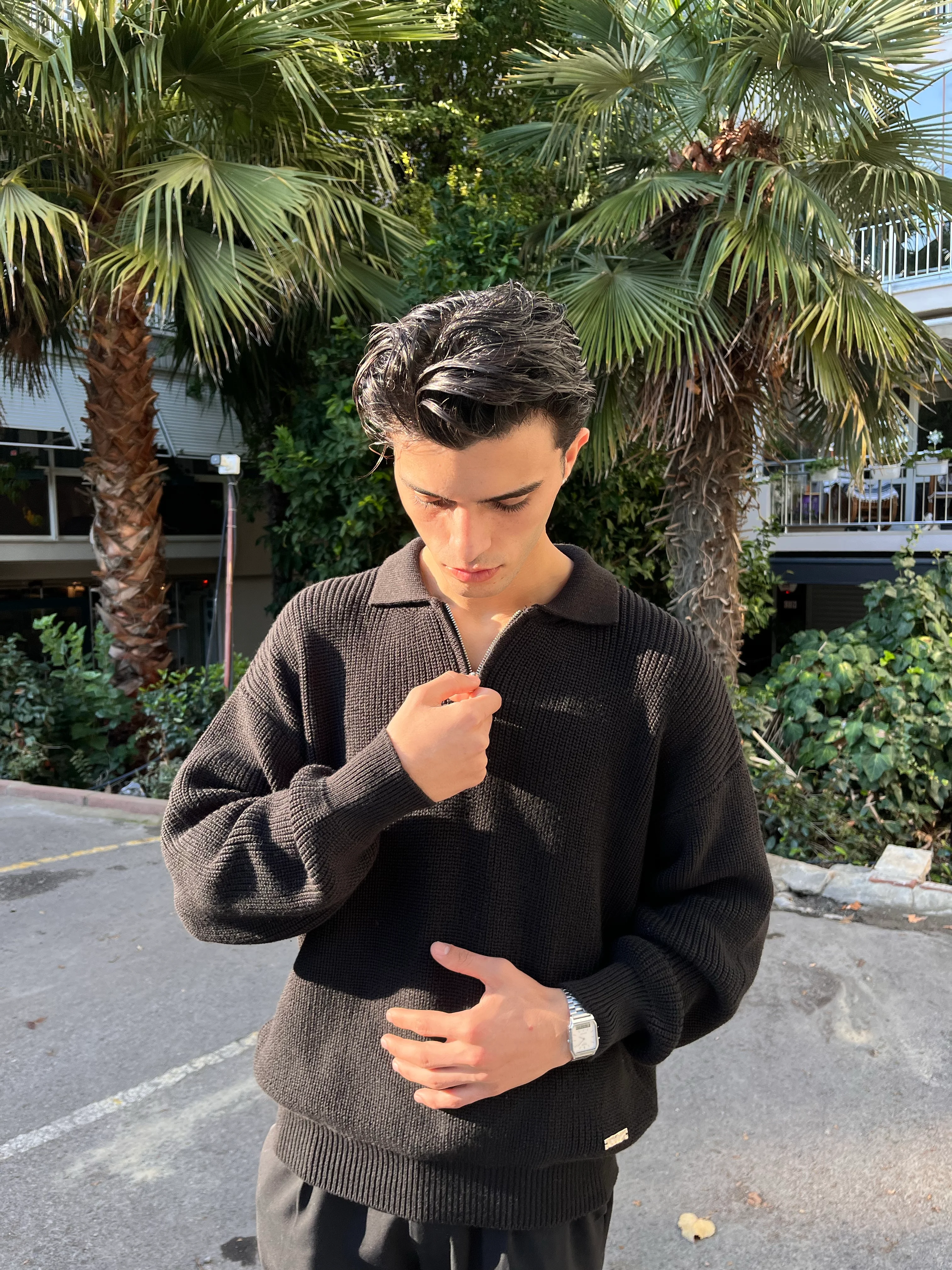 POLO YAKA TRİKO - SİYAH