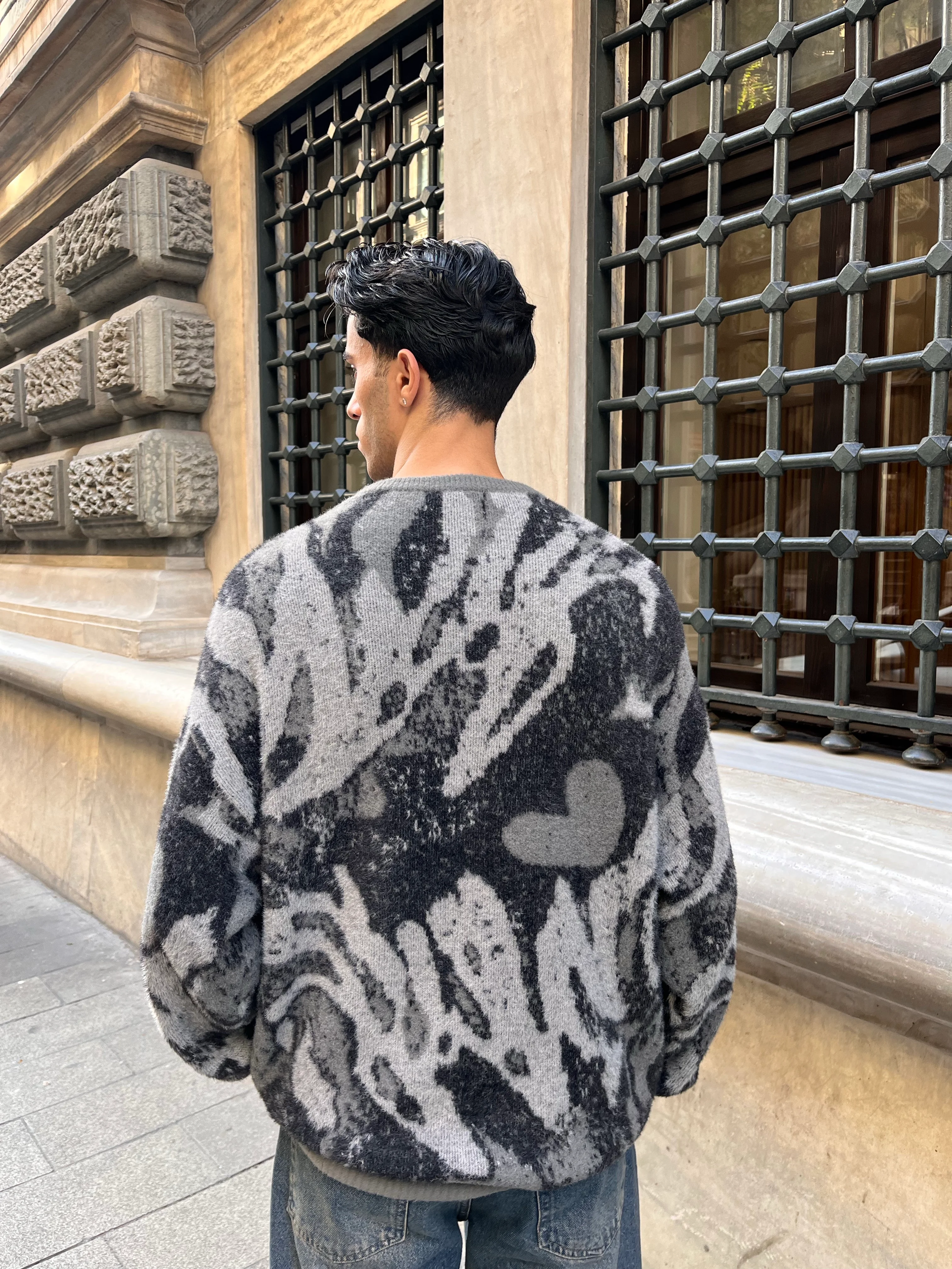 HEART DESİNG TRİKO KAZAK - FÜME