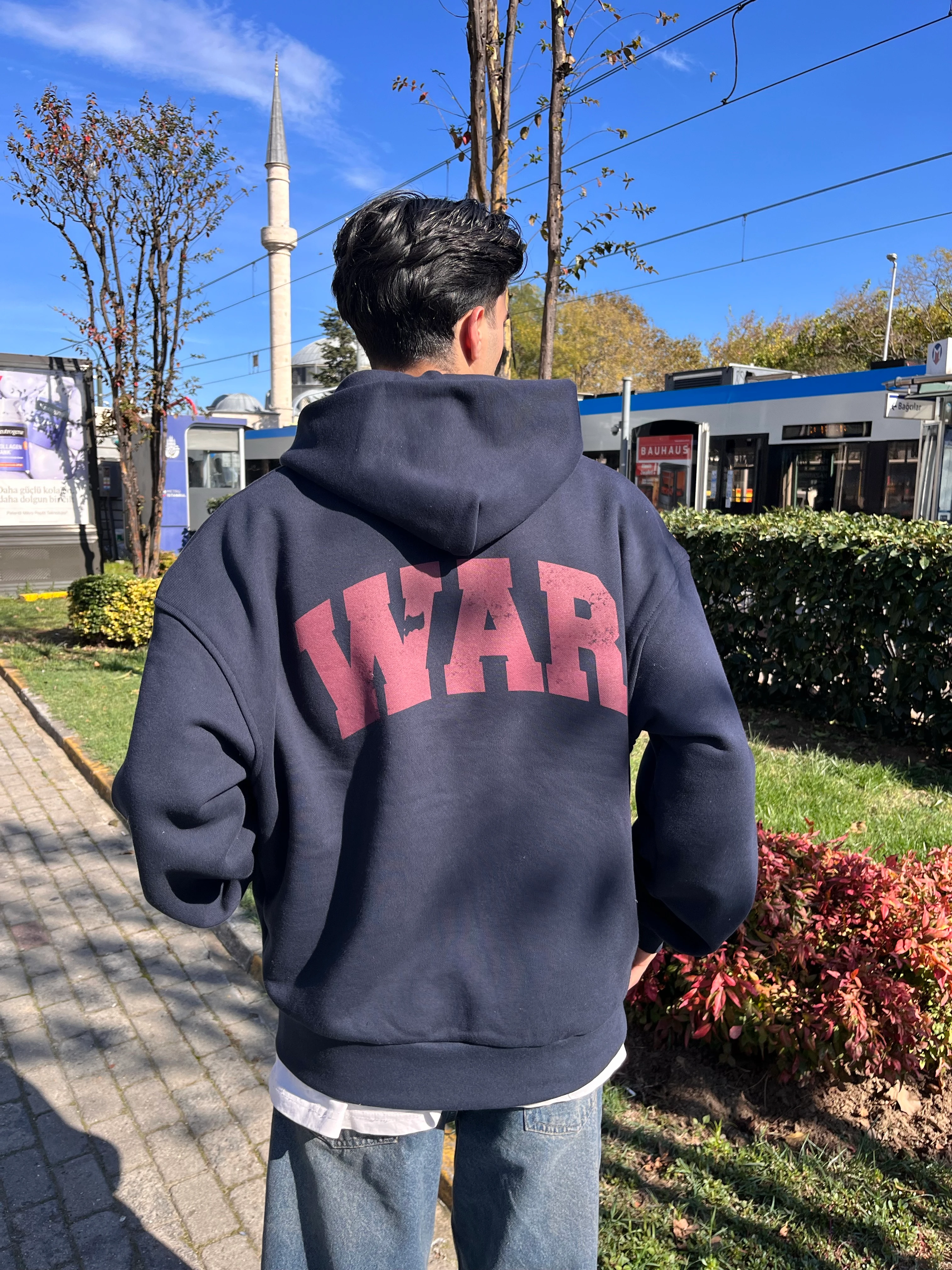 DİEGONEL WAR BASKILI ZİP - LACİVERT