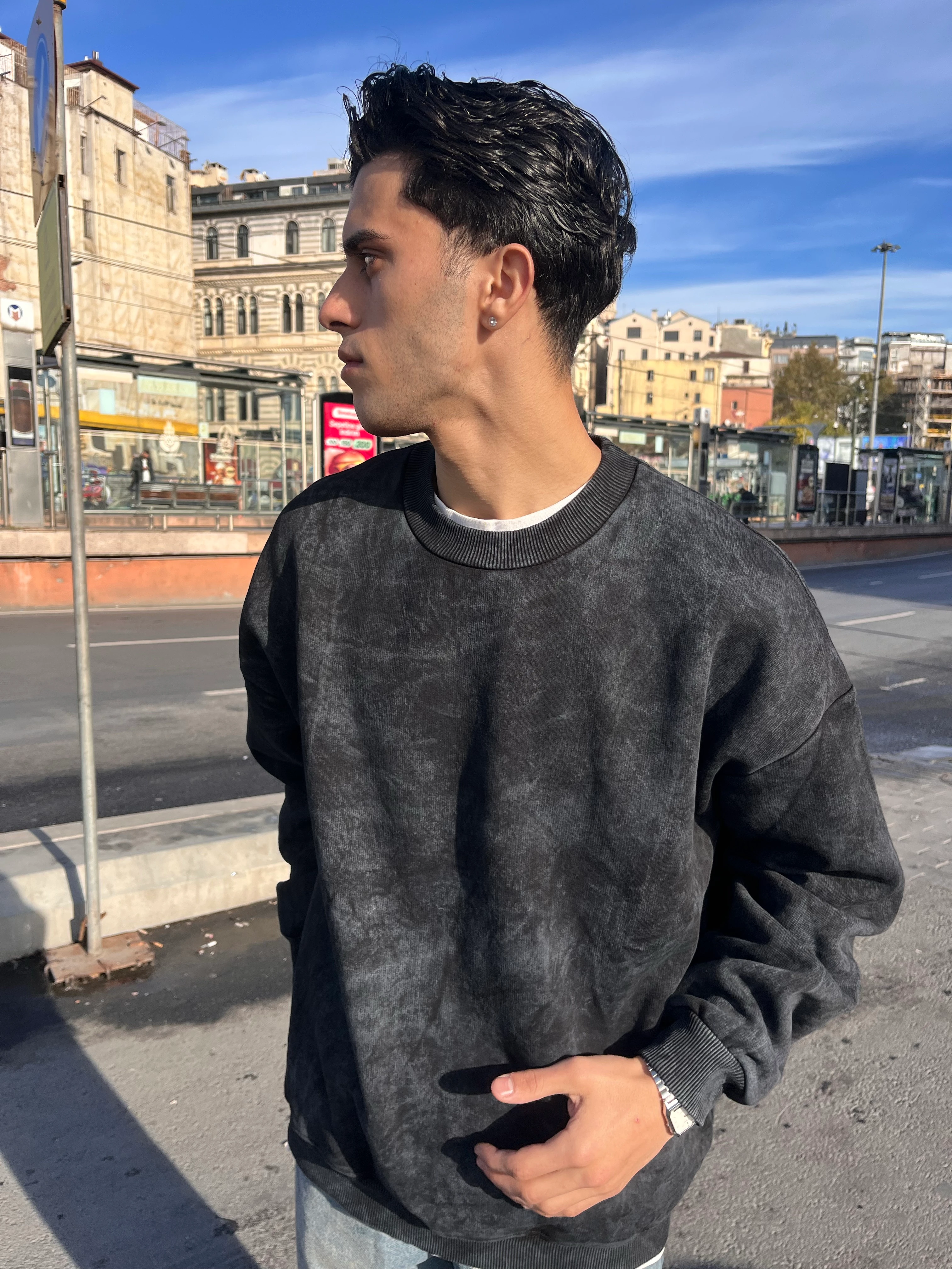 WASHED SWEATSHİRT - SİYAH