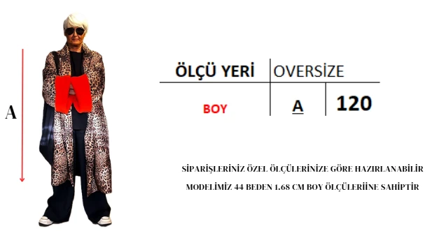 KAPİTONE BASKILI LEOPAR DESEN OVERSIZE KİMONO