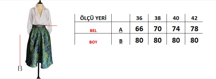 HAPPY YEŞİL ÇİÇEK DESENLİ JAKAR  ETEK