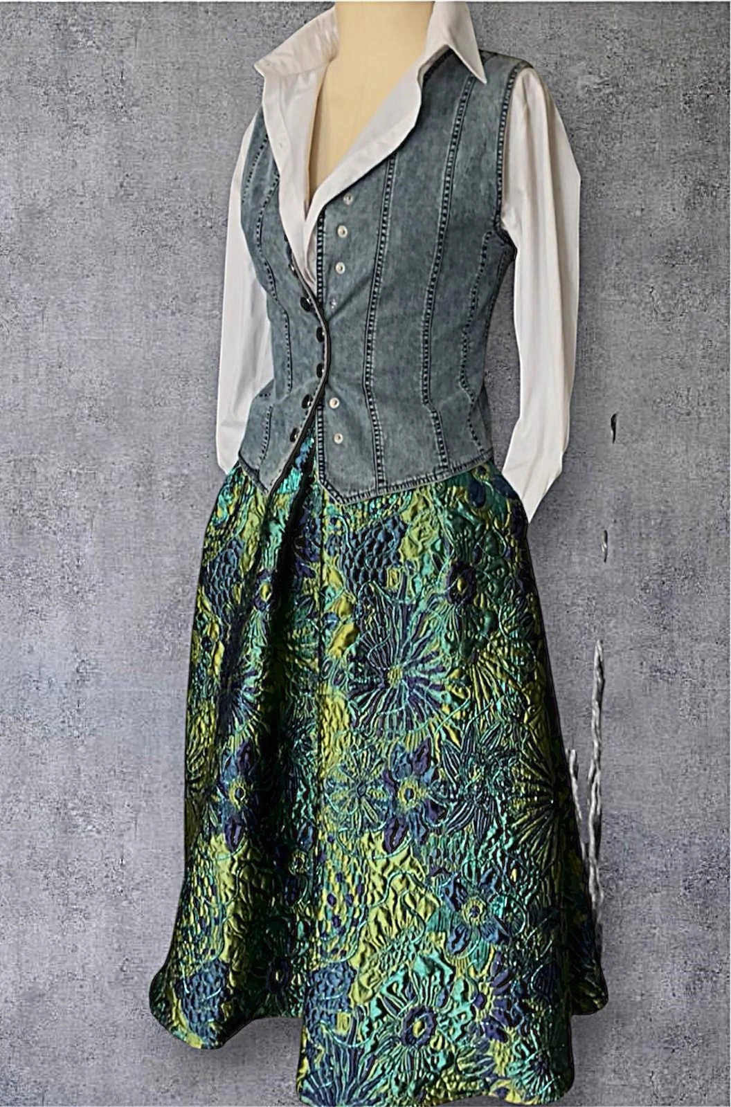 HAPPY YEŞİL ÇİÇEK DESENLİ JAKAR  ETEK