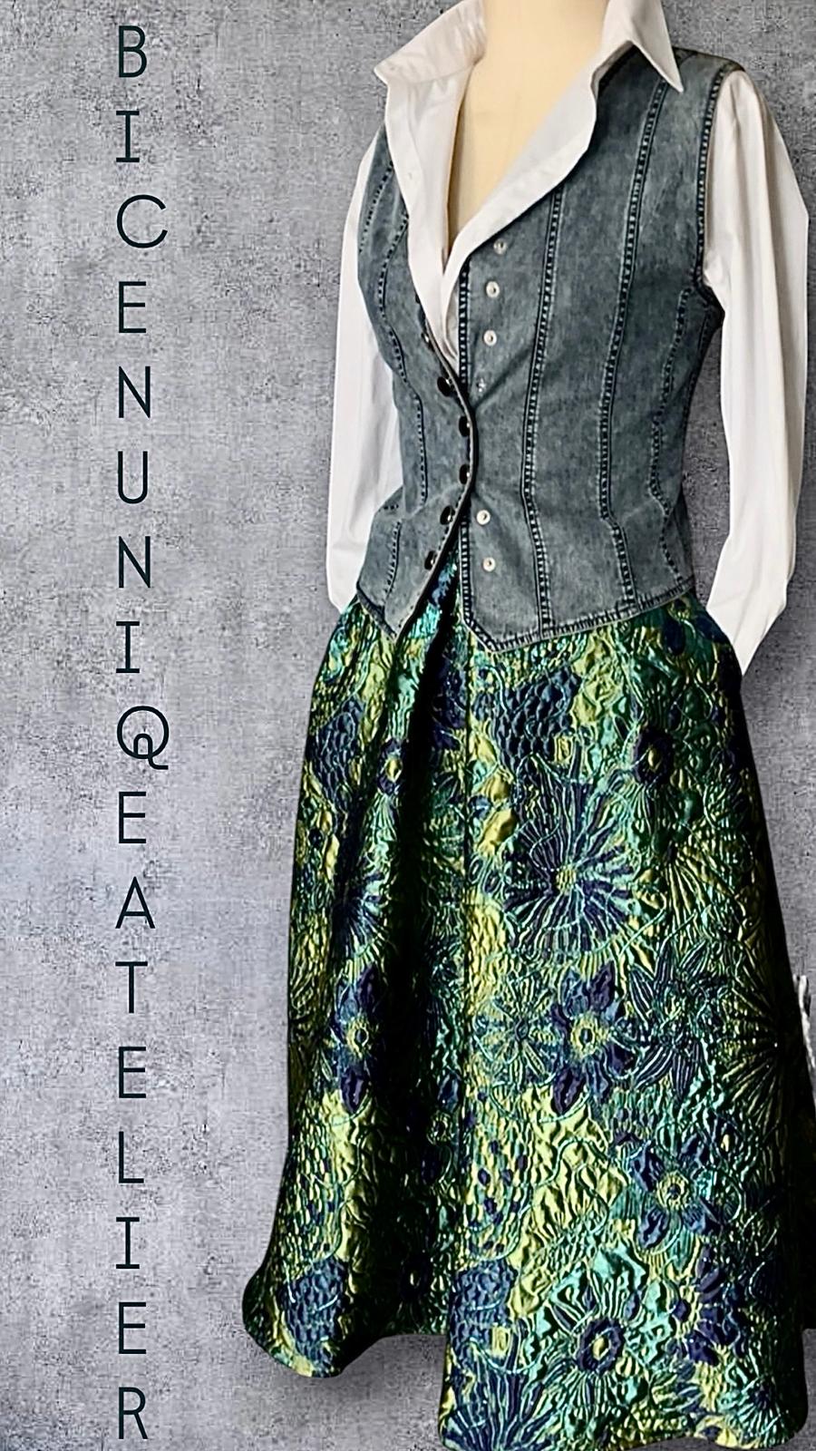 HAPPY YEŞİL ÇİÇEK DESENLİ JAKAR  ETEK