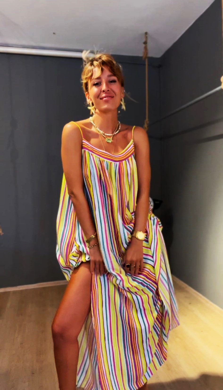 HAPPY FİESTA OVERSİZE ÇİZGİLİ