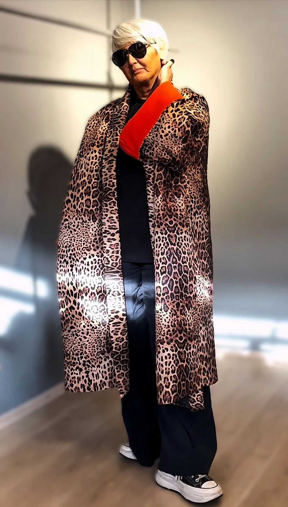 KAPİTONE BASKILI LEOPAR DESEN OVERSIZE KİMONO