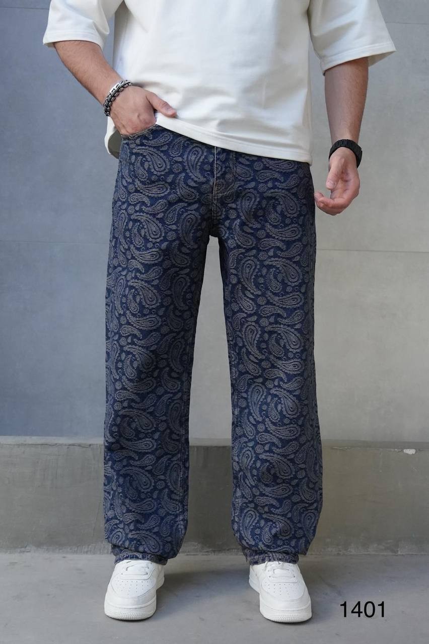 Jay-Z Motif Baskılı Baggy Erkek Jean Pantolon