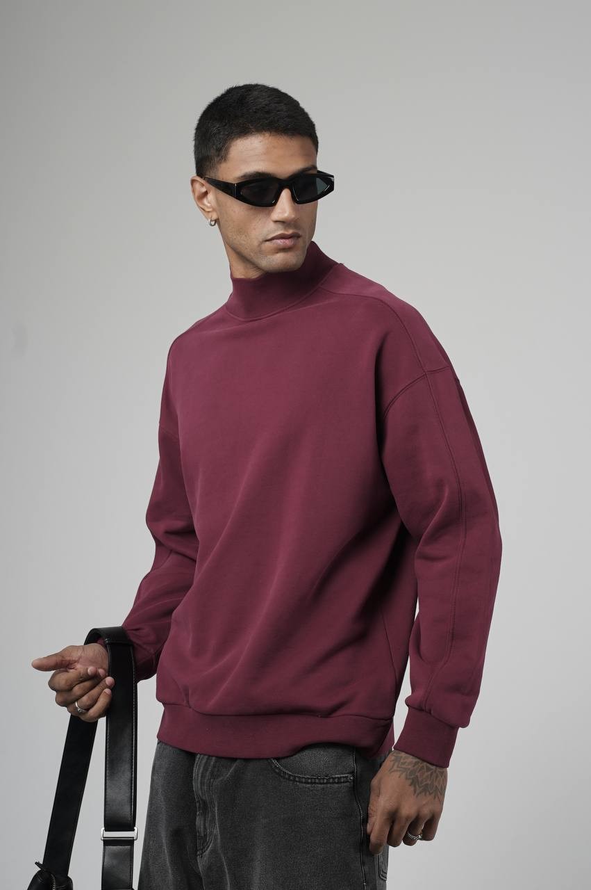 Dari Balıkçı Yaka Oversize Kesim Erkek Sweatshirt
