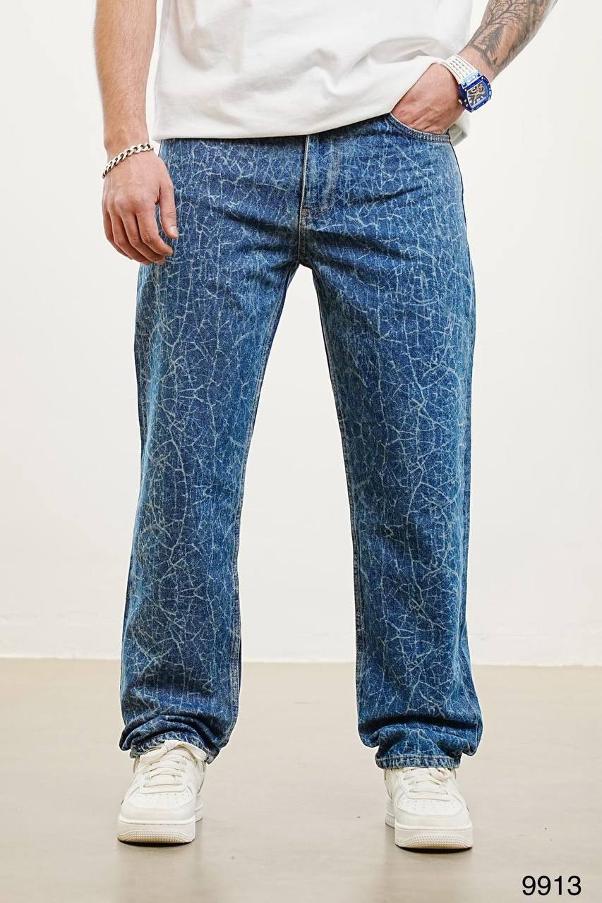 Dump Lazer Baskılı Özel Tasarım Baggy Jean Erkek Pantolon