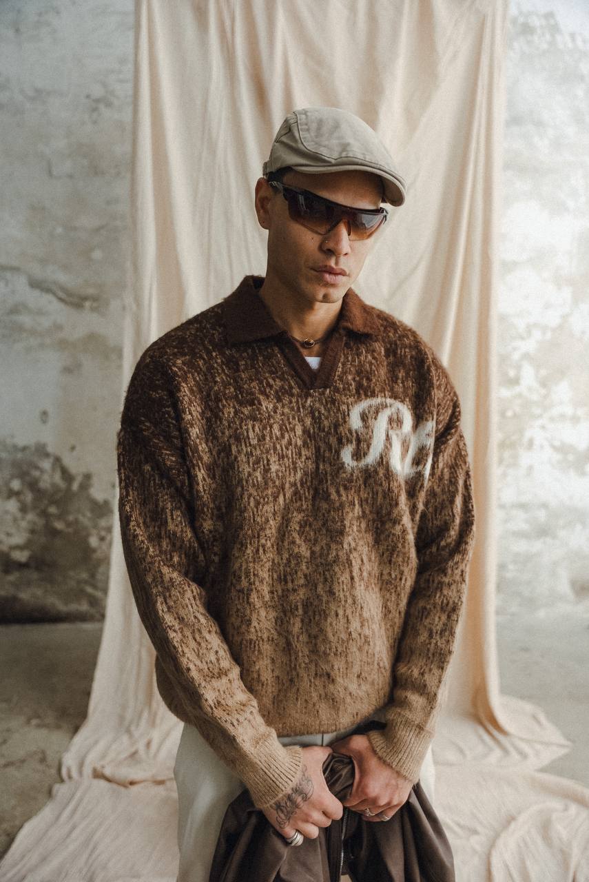 Lany Oversize Kesim Polo Yaka Erkek Triko - Kahve