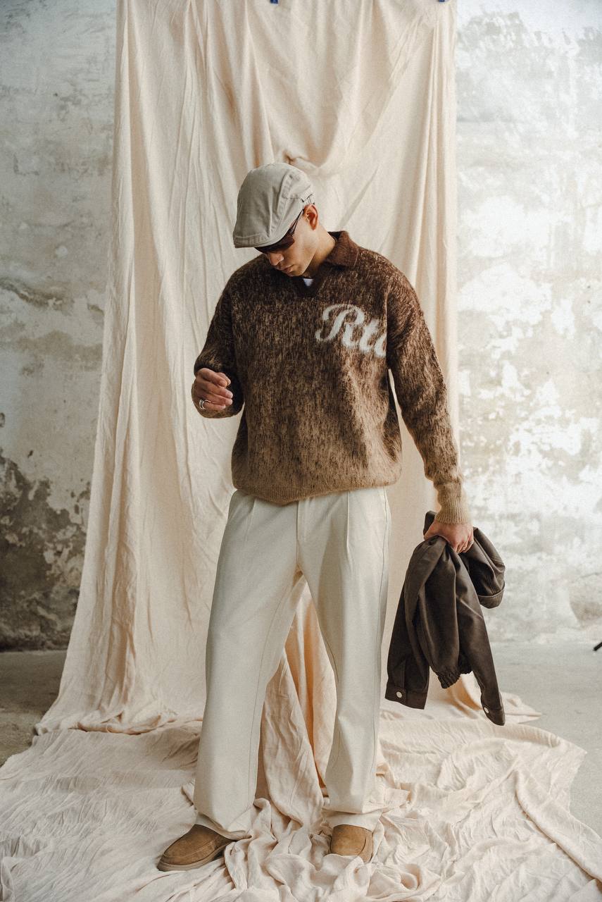 Lany Oversize Kesim Polo Yaka Erkek Triko