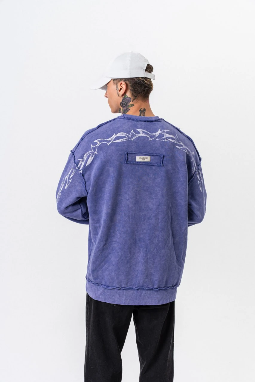 Colina Yıkamalı Erkek Sweatshirt