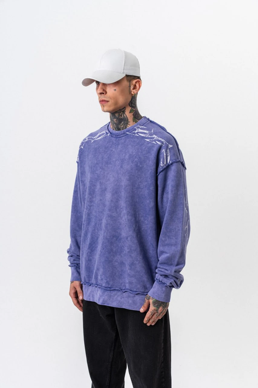 Colina Yıkamalı Erkek Sweatshirt