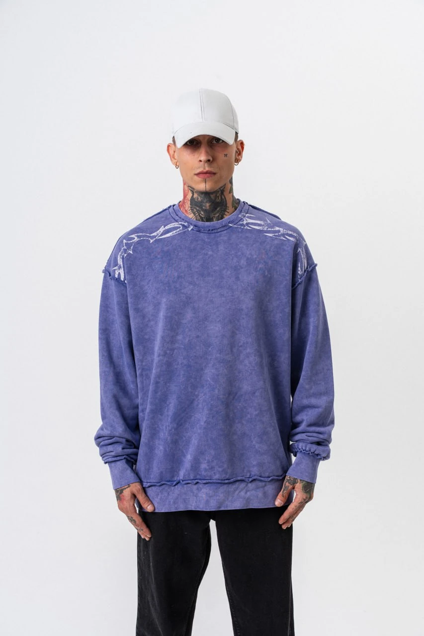 Colina Yıkamalı Erkek Sweatshirt