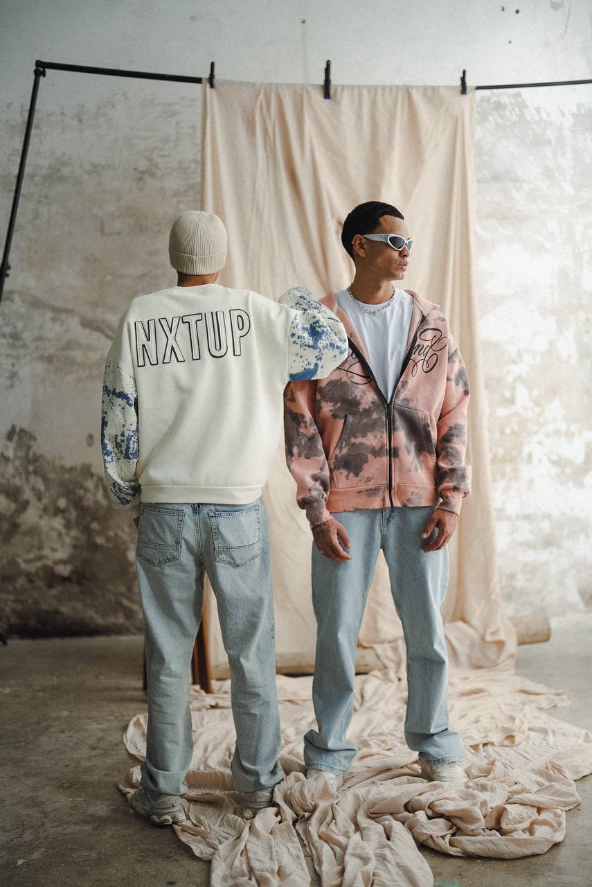 Listen Baskılı Batik Desen Erkek Kapişonlu Sweatshirt